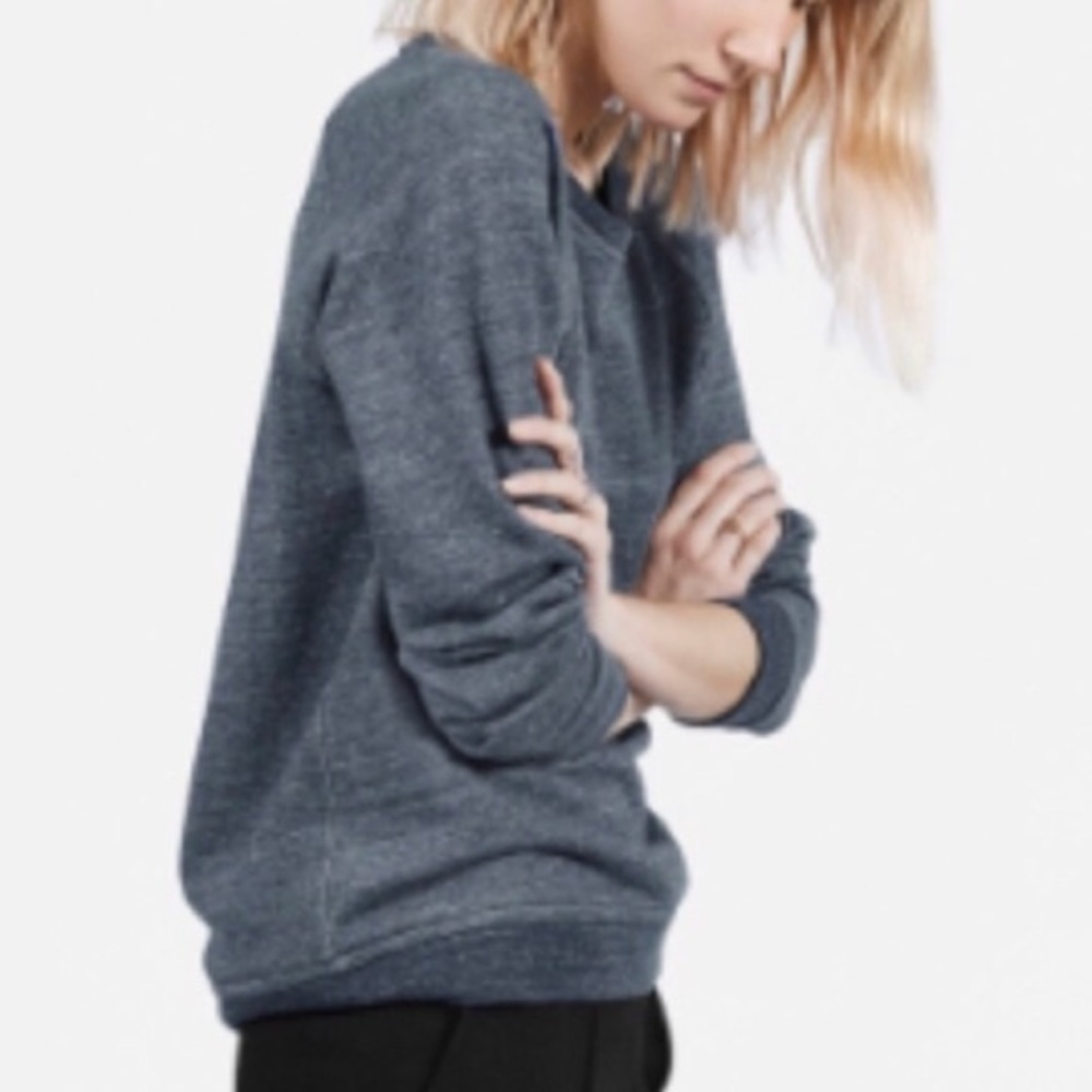 Everlane The Crew Sweatshirt: Marled Navy Blue - Picture 2 of 12